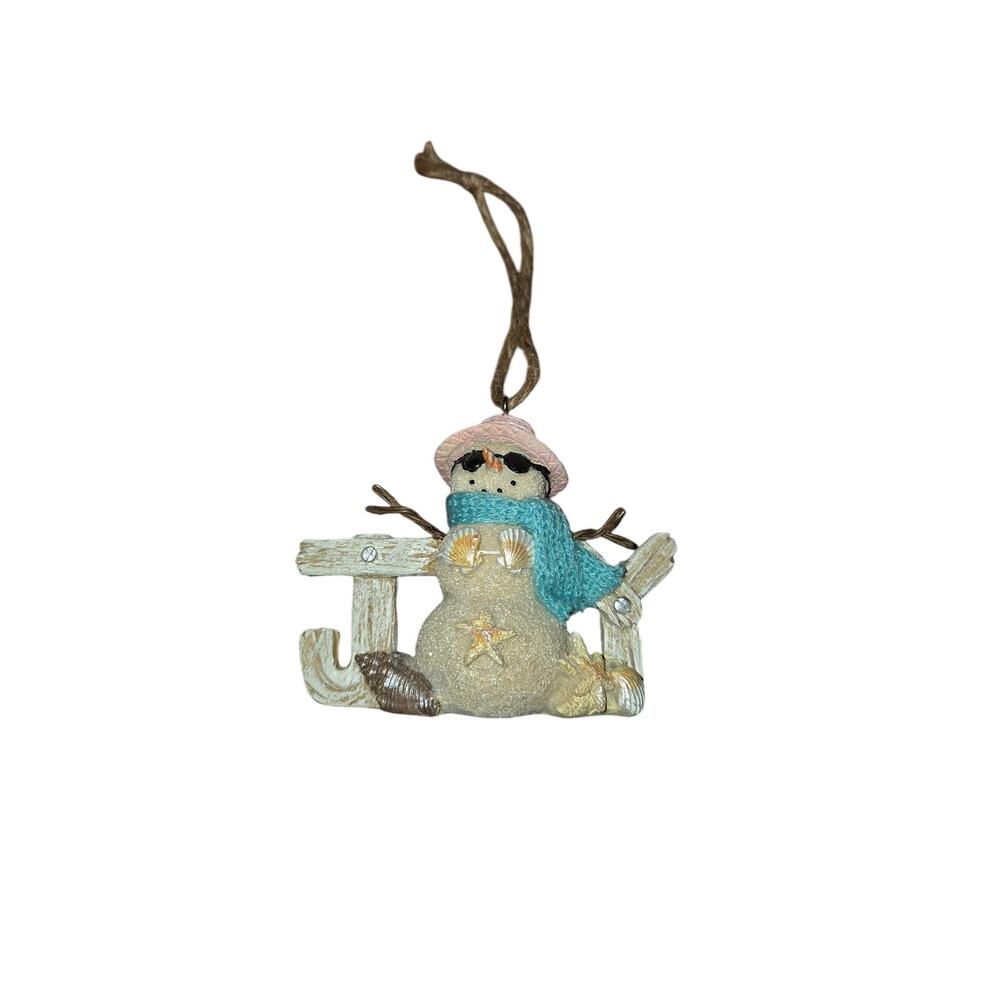 Snowman Joy Beach Christmas Ornament